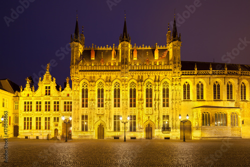 Town Hall Of Bruges At Night