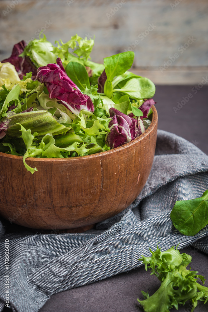 Salad mix with rucola. Fresh vegetable salad, healthy food, salad leaves. Salad mix with rucola. Fresh vegetable salad, healthy food, salad leaves.