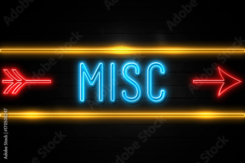 Misc  - fluorescent Neon Sign on brickwall Front view photo