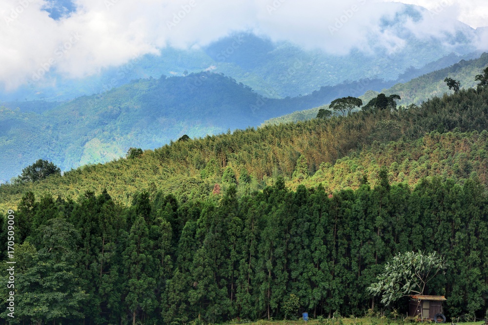 Naklejka premium Mountains and clouds in the Hsinchu,Taiwan.
