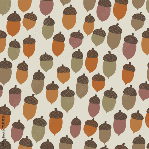 Seamless pattern with oak acorns