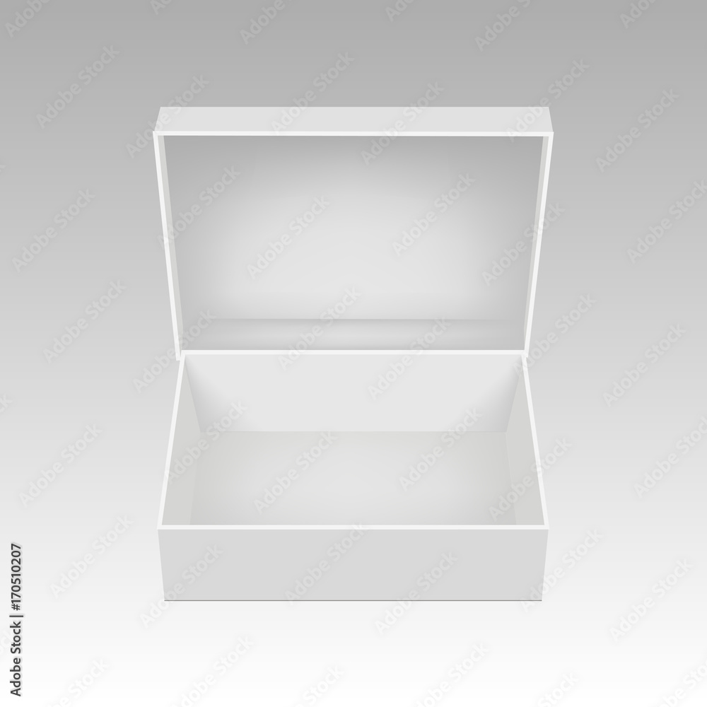 White square cardboard box vector template. Paper container for product. Vector illustration. White square cardboard box vector template. Paper container for product. Vector illustration.