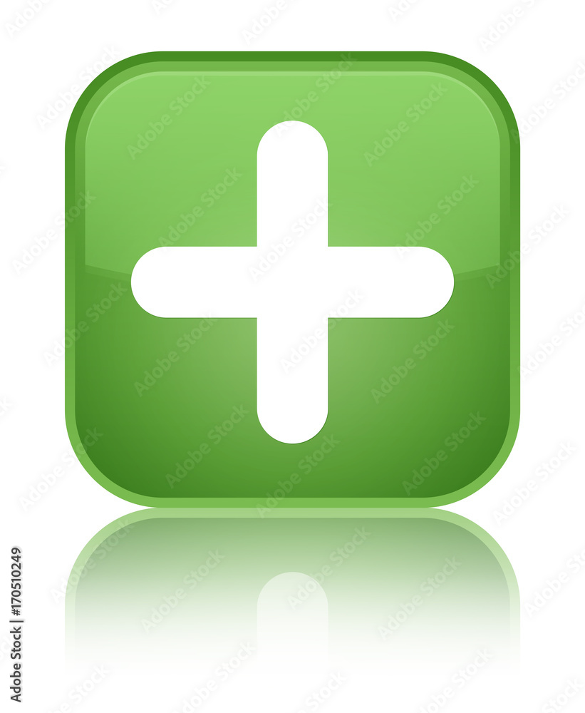 Plus icon special soft green square button Plus icon special soft green square button