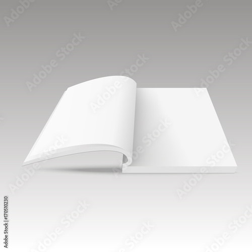 Blank pages of opened book. Mock up opened magazine, booklet or brochure. Vector