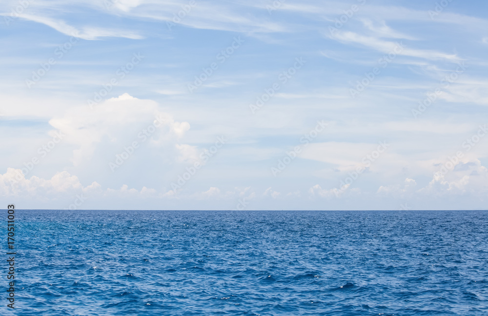 Fototapeta premium Nature background of Blue sea water and sky with cloud