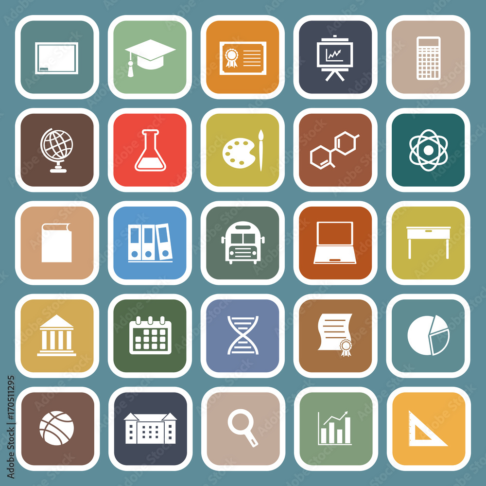 Education flat icon on blue background