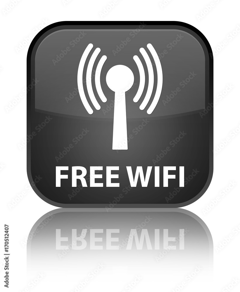 Free wifi (wlan network) special black square button Free wifi (wlan network) special black square button