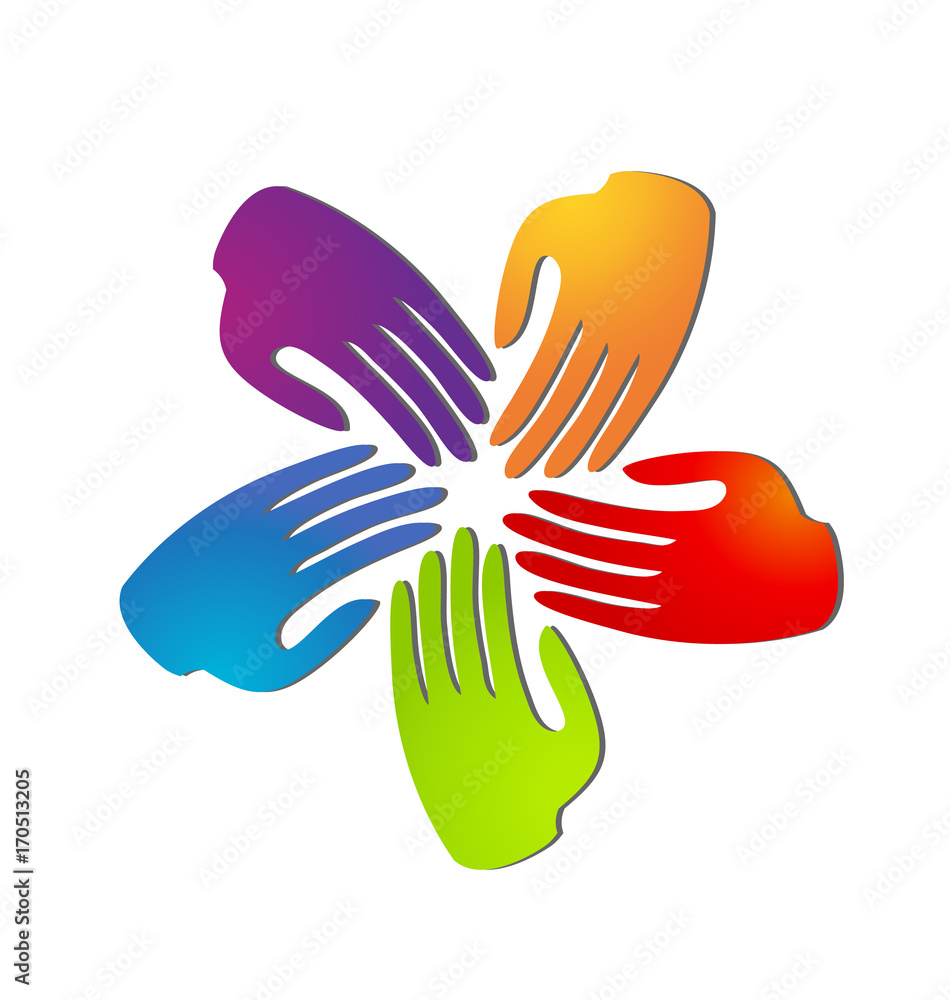 Fototapeta premium Hands of people coming together for change vector logo