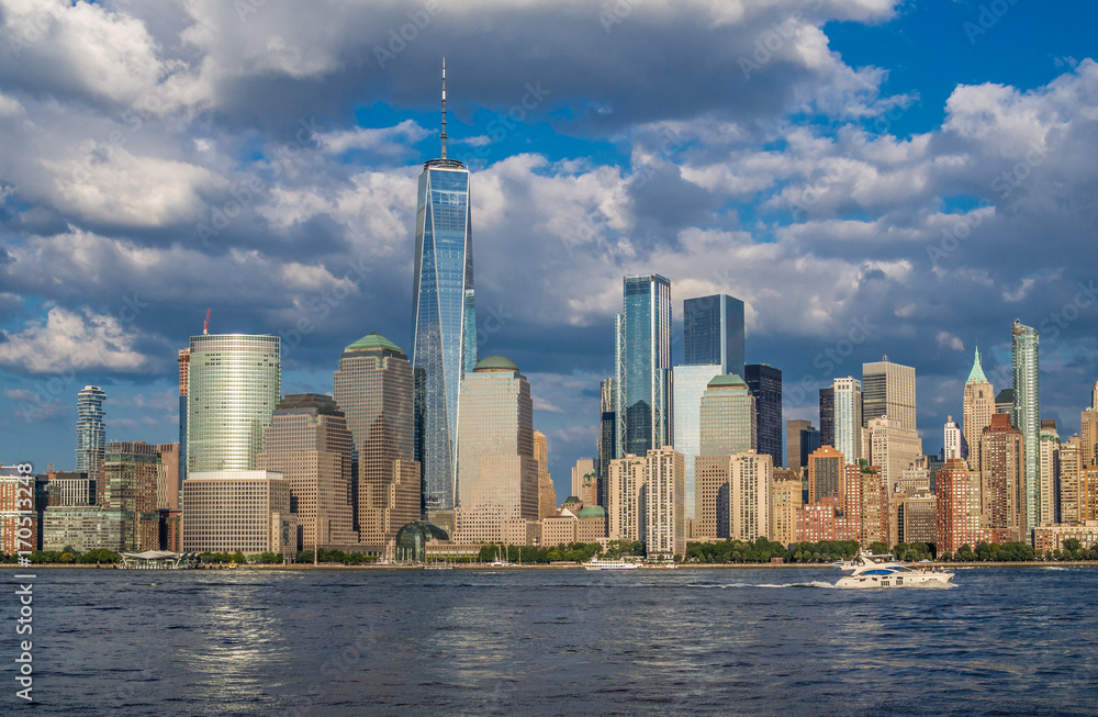 Naklejka premium Panorama centrum Manhattanu z World Trade Center