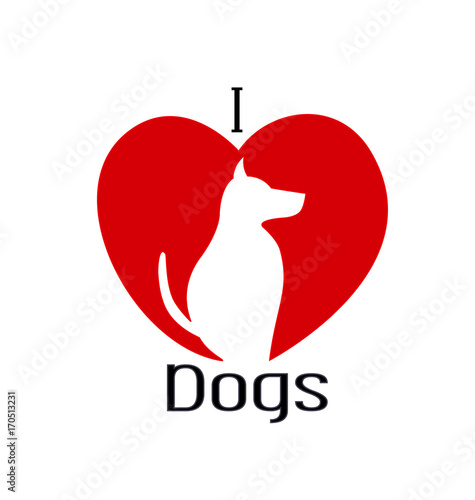 I love dogs silhouette vector logo