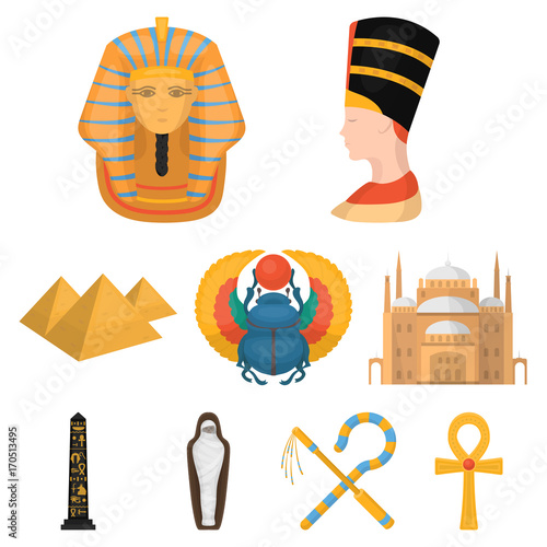 Ancient Egypt set icons in cartoon style. Big collection of ancient Egypt vector symbol stock illustration