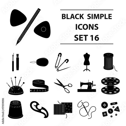 Machine, sewing, scissors and other sewing equipment. Medical,medicine set collection icons in black style vector symbol stock illustration web.