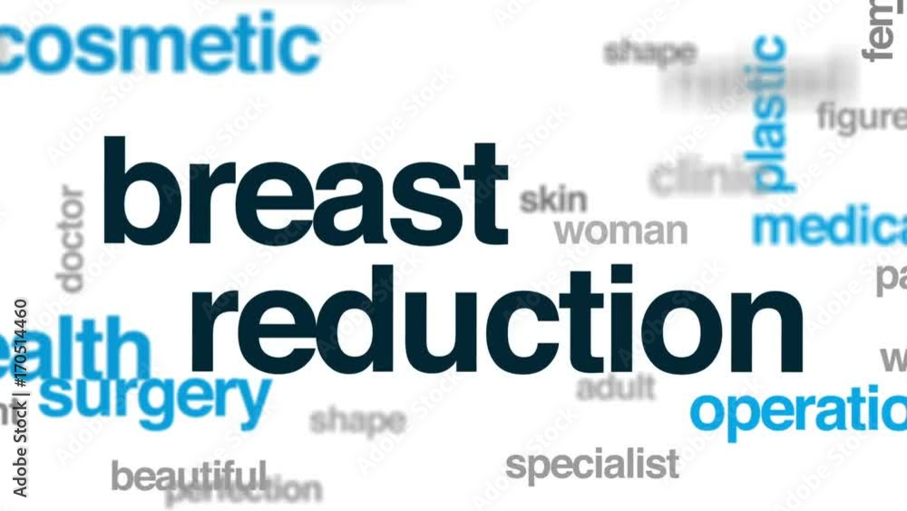 Breast reduction animated word cloud, text design animation. Breast reduction animated word cloud, text design animation.
