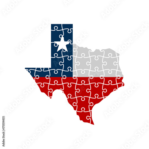 Concept of Texas Rebuilding Mode. Jigsaw Map