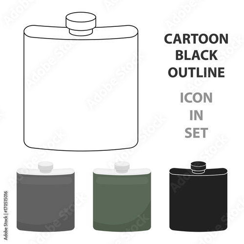 Hip flask icon in cartoon style isolated on white background. Hunting symbol stock vector illustration.