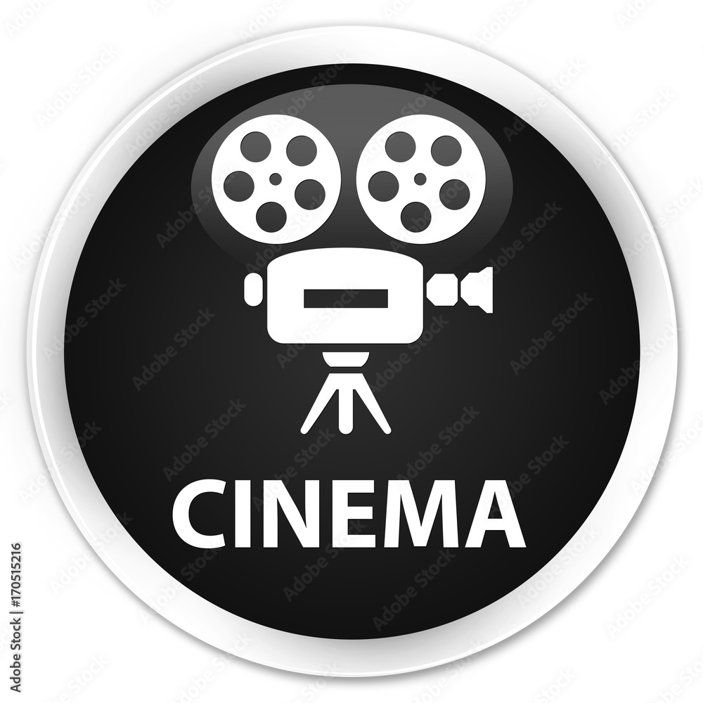 Cinema (video camera icon) premium black round button Cinema (video camera icon) premium black round button
