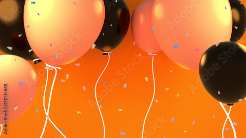 Photography Happy Halloween balloons party. 3d rendering picture.