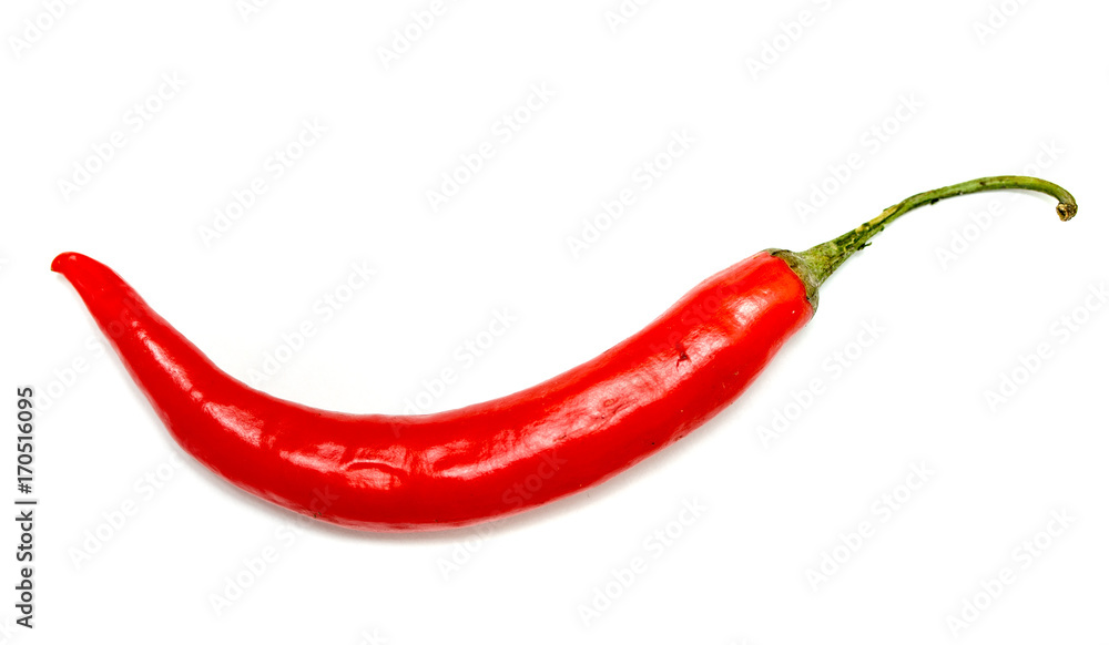 Red chile pepper bitter on white background