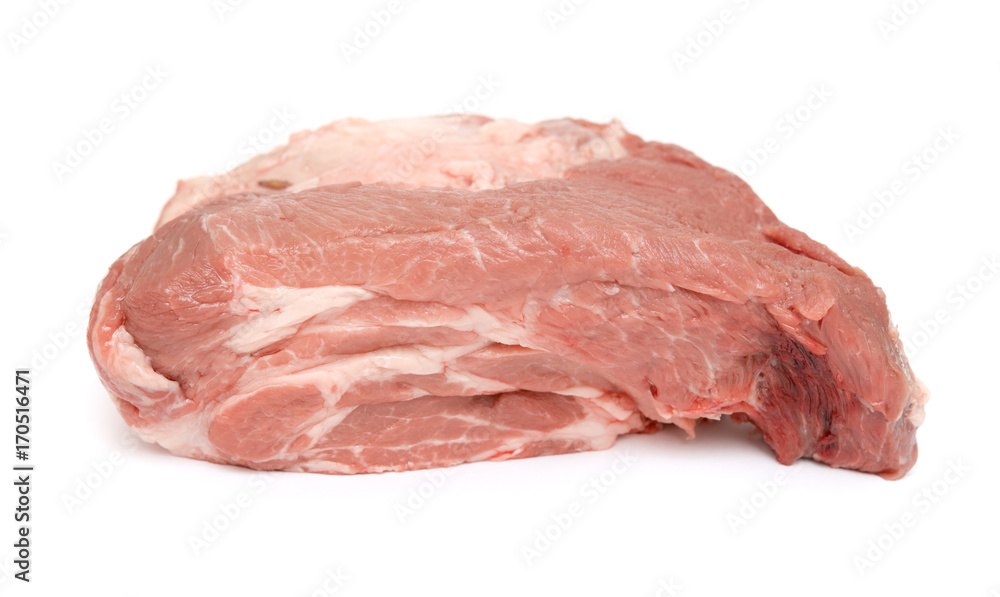 piece of raw meat fillet on a white background