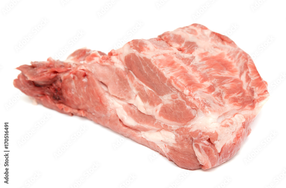 piece of raw meat fillet on a white background