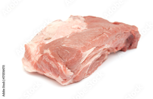 piece of raw meat fillet on a white background
