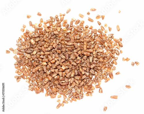 crushed cereal rye on a white background