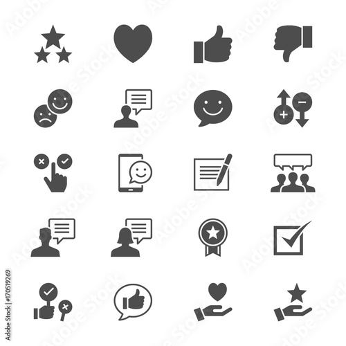 Feedback and review flat icons
