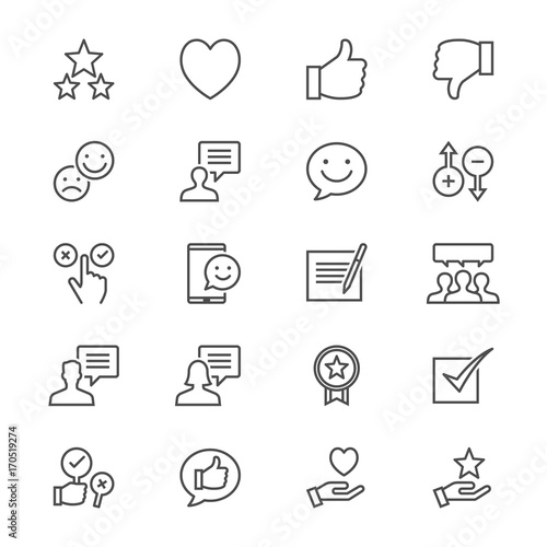Feedback and review thin icons