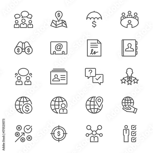 Business thin icons