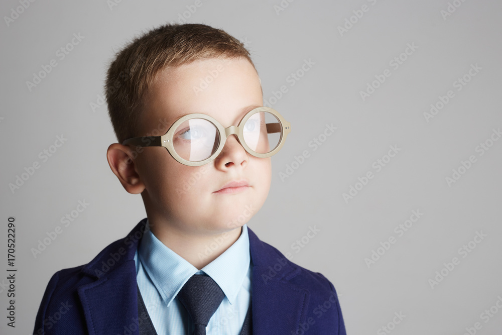 funny child in glasses