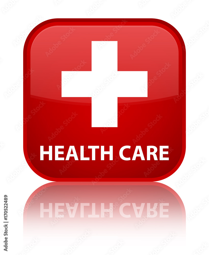 Obraz premium Health care (plus sign) special red square button