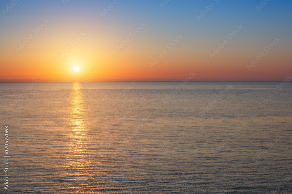 Beautiful sea sunset. Evening sea background.