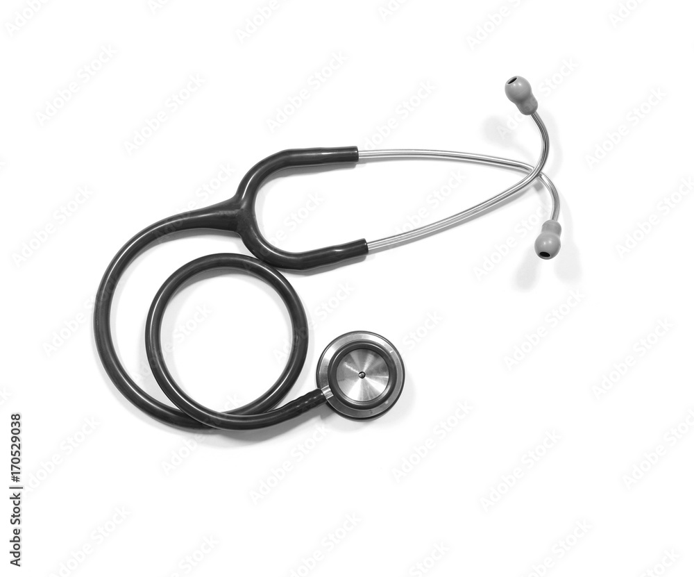 old stethoscope isolated on white