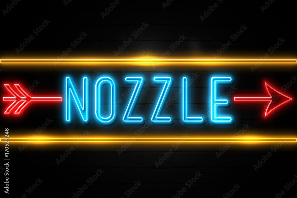 Obraz premium Nozzle - fluorescent Neon Sign on brickwall Front view