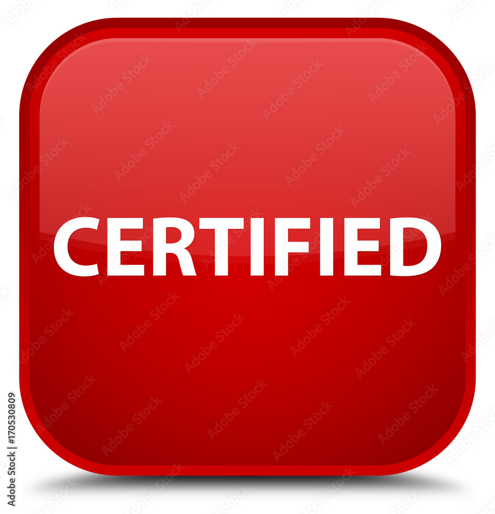 Certified special red square button Certified special red square button