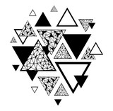 Abstract pattern with geometric elements, triangles. Vector Hand-drawn illustration.