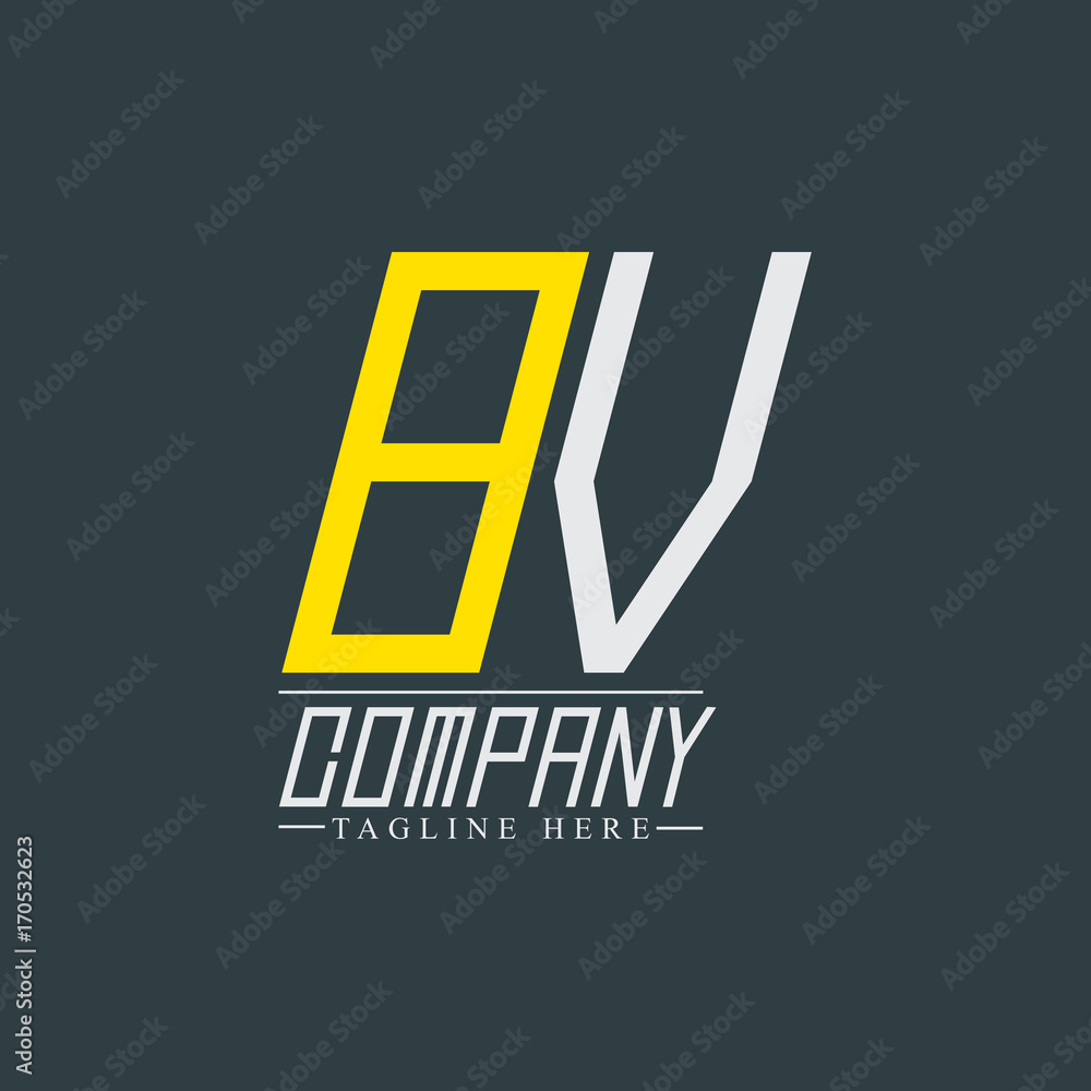 Fototapeta premium Initial Letter BV 8V Rounded Design Logo