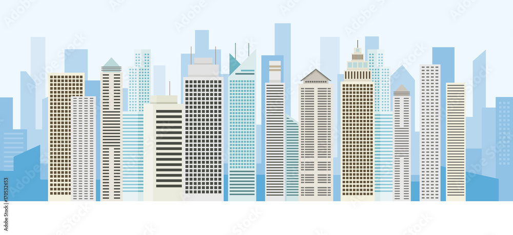 Buildings and Skyscrapers Background Panorama, Cityscape, City, Urban and Residential