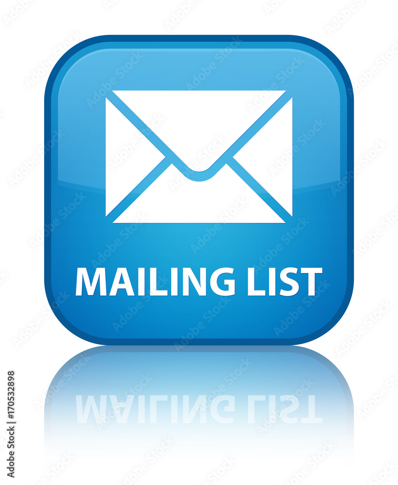 Mailing list special cyan blue square button Mailing list special cyan blue square button
