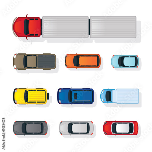 Cars Various Type Top or Above View Set