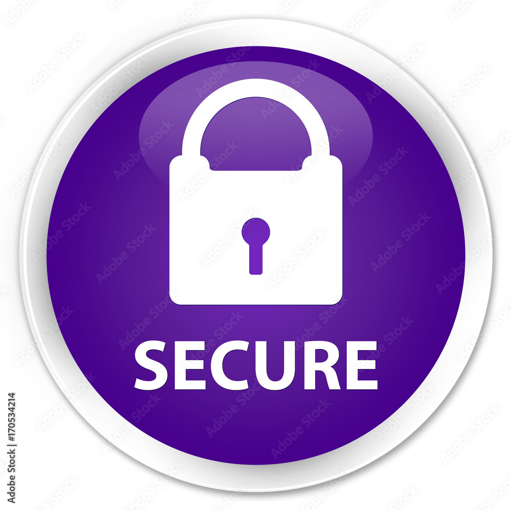 Secure (padlock icon) premium purple round button Secure (padlock icon) premium purple round button
