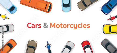 Cars and Motorcycles  Top or Above View Frame