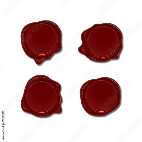 Wax seal set. Vector design element. Isolated wax stamps.