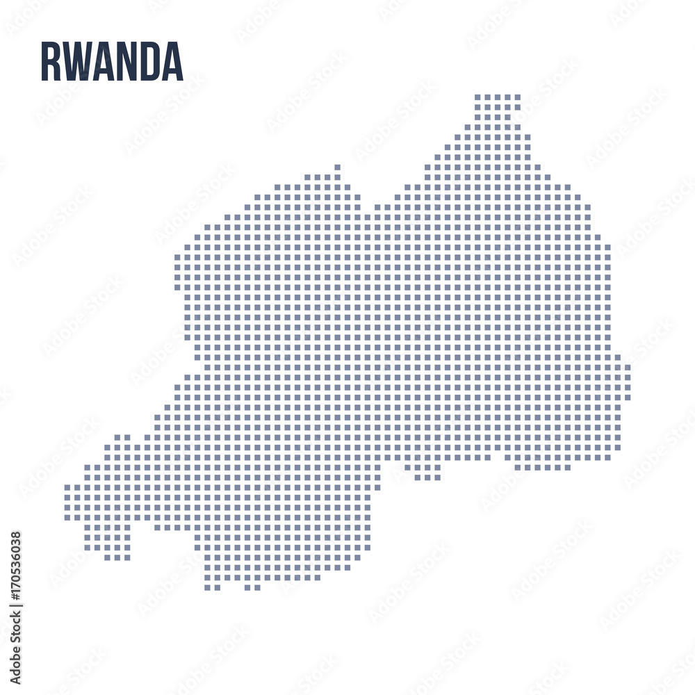 Vector pixel map of Rwanda isolated on white background