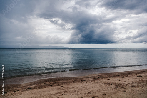 Beautiful scenery, seashore and dramatic clouds, cloudy weather before the storm © olezzo