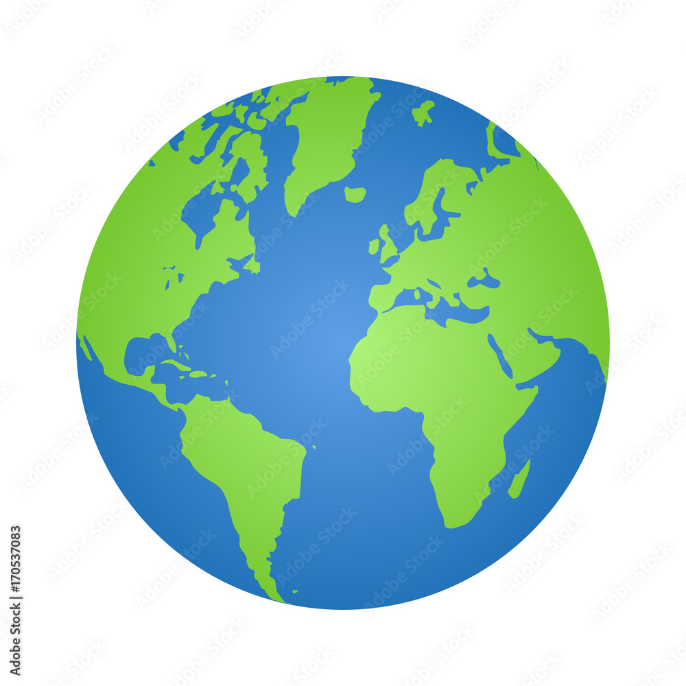 Naklejka premium Planeta ziemia lub świat globu z oceanami i wodą gradientu kolor wektor ikona dla aplikacji i stron internetowych