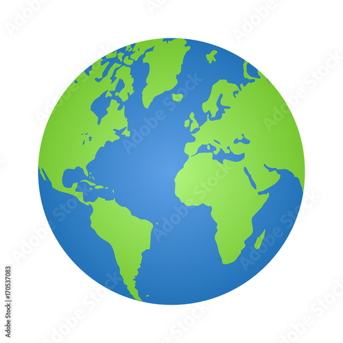 Canvastavla Planet earth or world globe with oceans and water gradient vector color icon for