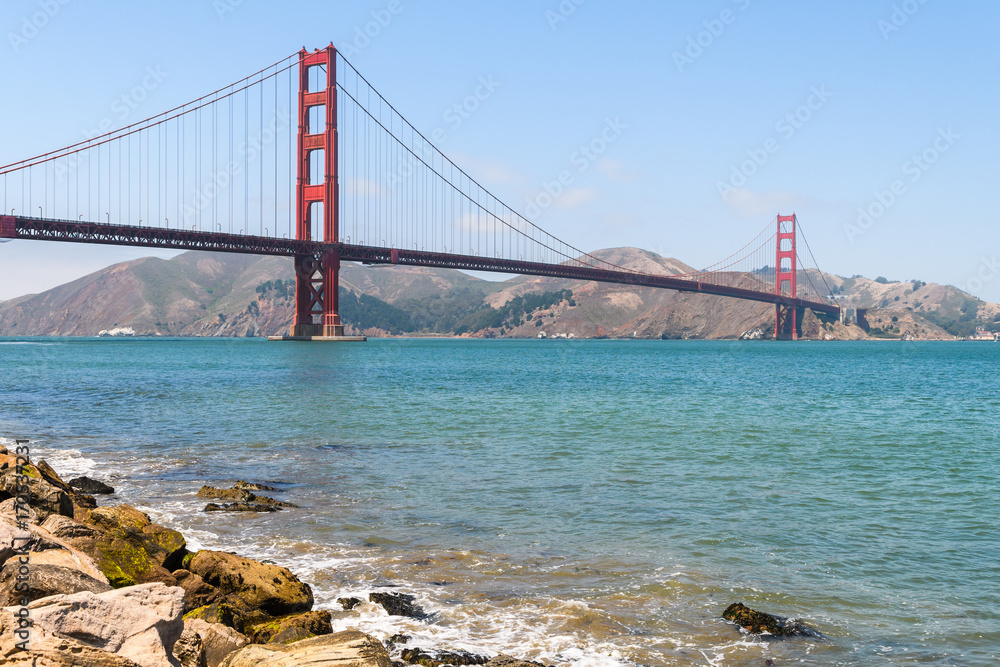 golden gate bridge on sunny day, california