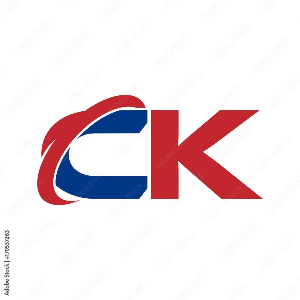 modern vector initial letters logo swoosh ck red blue modern vector initial letters logo swoosh ck red blue