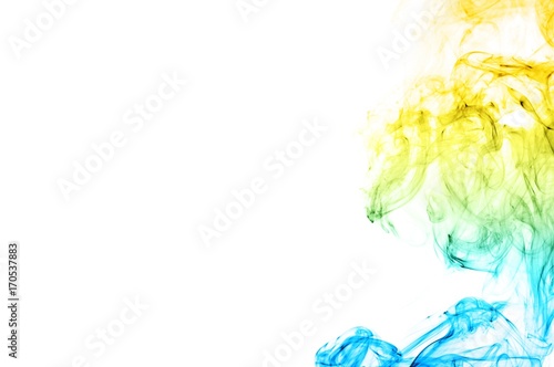 Abstract color smoke on white background, smoke background,blue and orange ink background, blue and orange fire